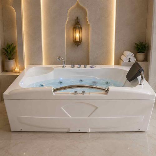 حوض جاكوزي مقاس 170*90 ماطورين ابيض