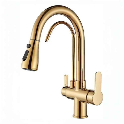 خلاط مجلى مطبخ ذهبي مع فلتر تحلية