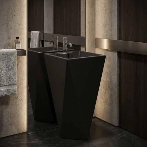 مغسلة بورسلان برميل مضلع اسود مطفي مودرن