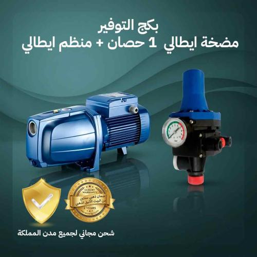 بكج التوفير مضخة ايطالي 1 حصان + منظم ايطالي