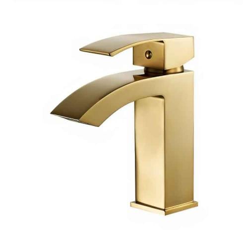 خلاط مغسلة شلال مودرن ذهبي قصير