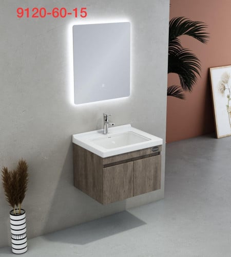 مغسلة خشب بلايوود مودرن 60 سم مع مرايا ليد