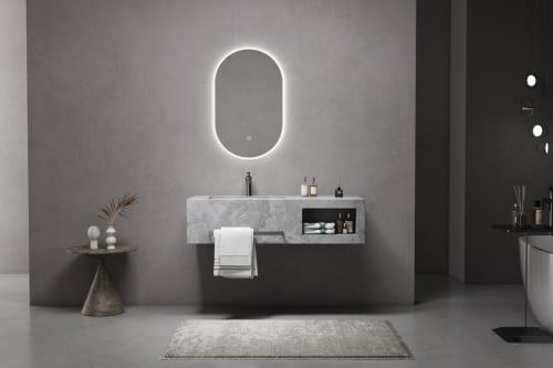 مغسلة رخام فاخرة 80 سم لون رمادي لامع