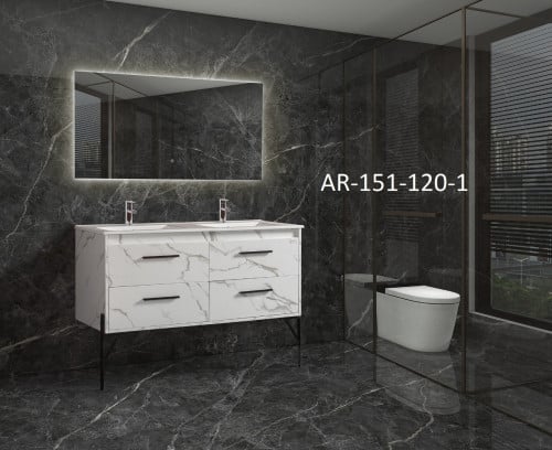 مغسله ديكور حوضين 120سم + مرايا ليد