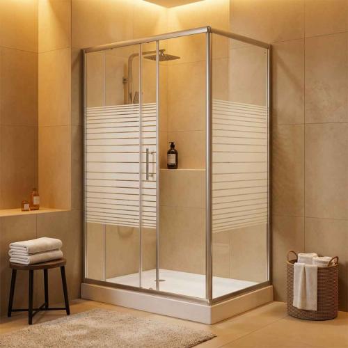 شاور بوكس مستطيل مع حوض عرض 120 سم طول 80 سم