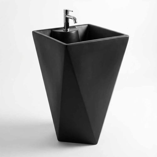 مغسلة بورسلان برميل مضلع اسود مطفي مودرن