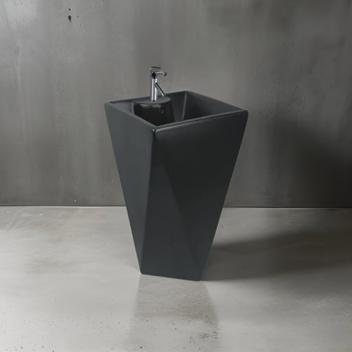 مغسلة بورسلان برميل مضلع اسود مطفي مودرن