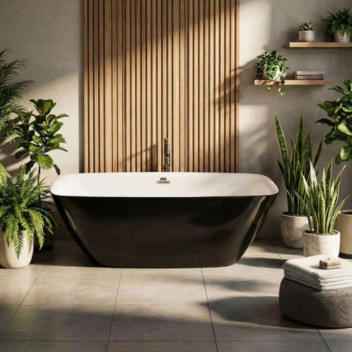 بانيو مودرن فاخر بتصميم بيضاوي لون اسود مطفي - 170...