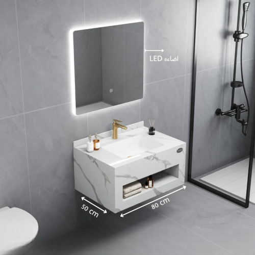 مغسلة رخام صناعي مودرن ابيض - مقاسات متعددة