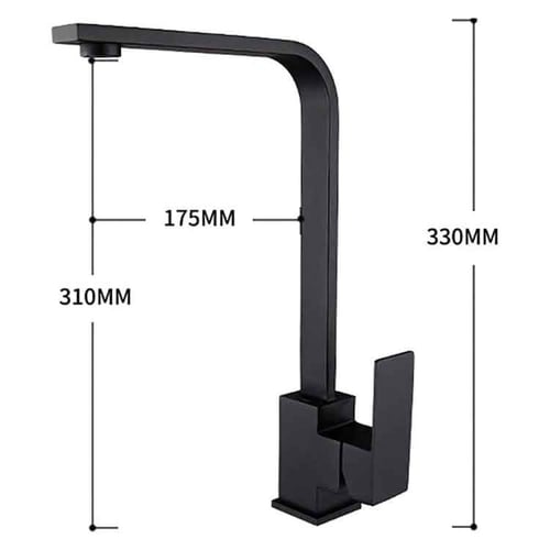 خلاط مجلى مطبخ اسود مطفي تصميم مودرن مربع