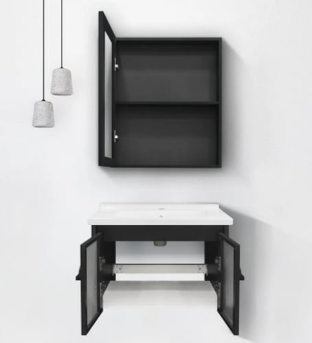 مغسله ديكور حوض 80سم + مرايا + صيدلية