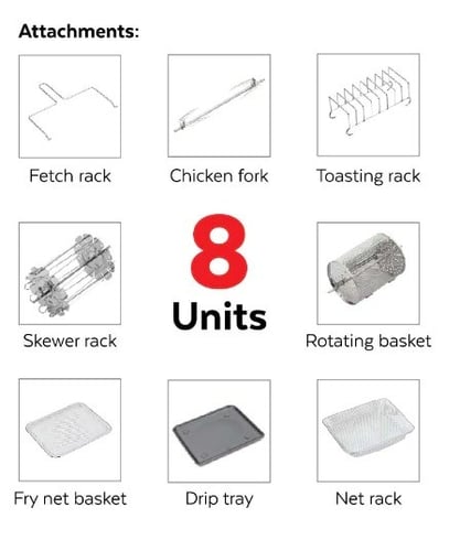 فرن دورا متعدّد الوظائف ومقلاة هوائيّة تحميص وشواء...