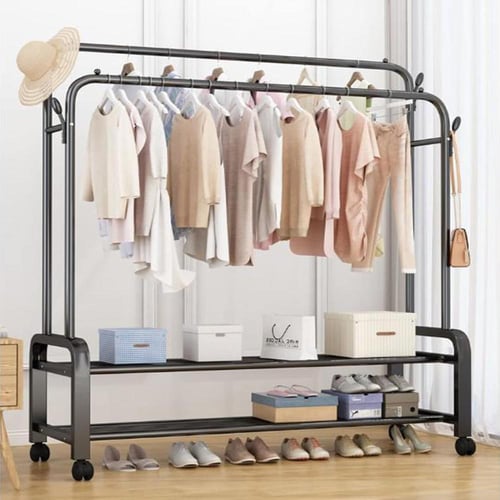 ستاند ملابس 3×1 (لون اسود) من Primo Plus بخطافات ج...