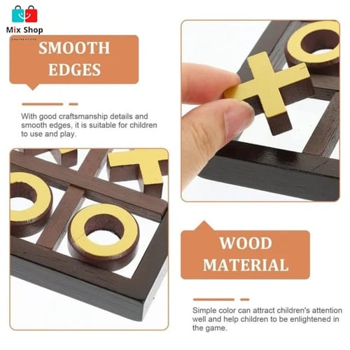 لعبة xo بأبعاد خشبية مع 11 قطة لعب ثلاثية الأبعاد