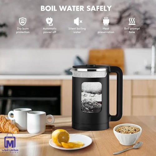 غلاية كهربائية زجاجية DENX DX3801 بقوة 1500 واط وس...