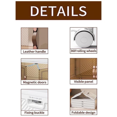 صندوق تخزين بلاستيكي قابل للطي 4 طبقات مع عجلات وأ...