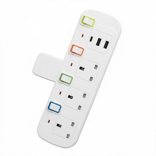 محول TradaMax متعدد 4 مخارج مع USB وType-C بقدرة 2...