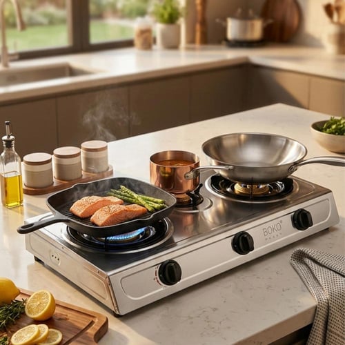 موقد غاز BOKO ثلاثي الشعلة ستانلس ستيل شعلات حديد...