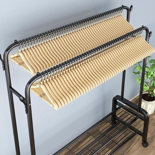 ستاند ملابس 3×1 (لون اسود) من Primo Plus بخطافات ج...