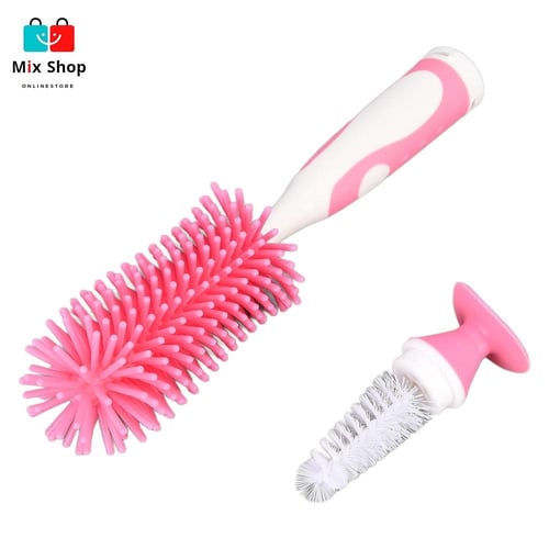 فرشاة سيليكون 2 في 1 و فرشاة نايلون صغيرة لتنظيف ز...