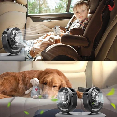 مروحة سيارة صغيرة بتصميم مزدوج لترطيب الهواء أثناء...