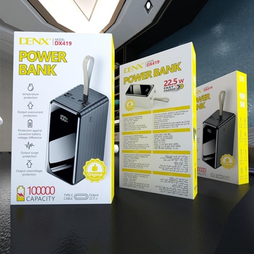 باور بانك DENX DX419 بسعة 100,000mAh وشحن سريع 22....