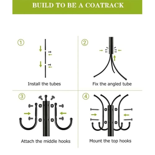 حامل ملابس أرضي مكون من 6 خطافات لتنظيم القبعات، ا...