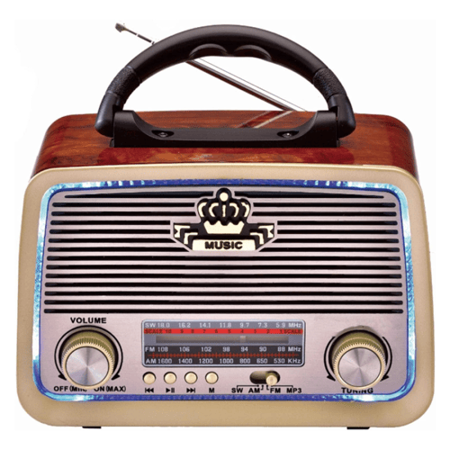 راديو FM/AM/SW مع مشغل موسيقى USB/TF وكشاف إضاءة (...