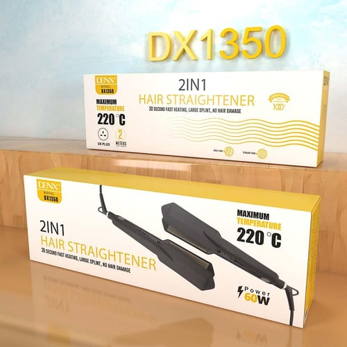 مكواة تمليس وتجعيد الشعر 2 في 1 - DX1350 من DENX م...