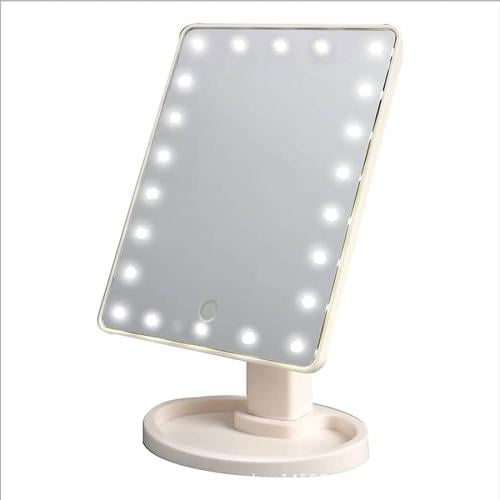 مرآة مكياج LED كبيرة 360° بإضاءة قابلة للتعديل ودر...