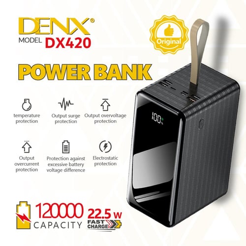 باور بنك DENX DX420 سعة 120000mAh شحن سريع 66W مع...