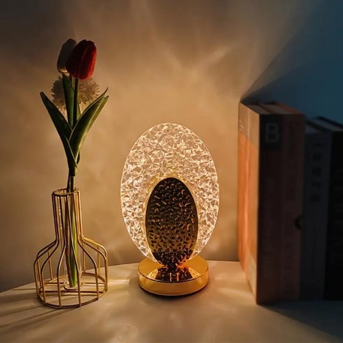 مصباح طاولة كريستالي مع بطارية قابلة لاعادة الشحن...