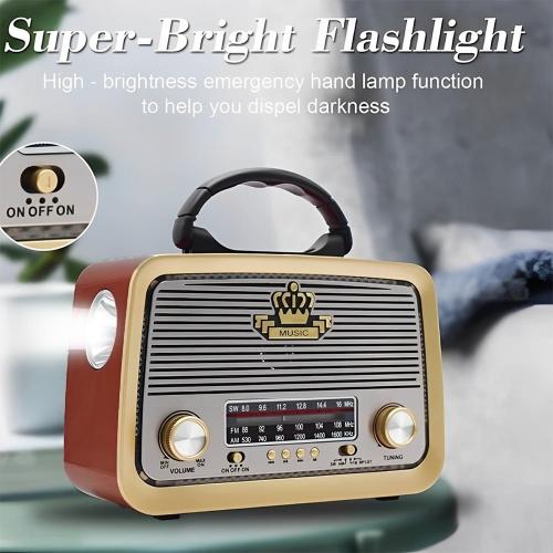 راديو FM/AM/SW مع مشغل موسيقى USB/TF وكشاف إضاءة (...