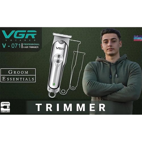 ماكينة حلاقة VGR-071 الفضية للرجال تشذيب دقيق وشحن...