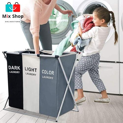 سلة غسيل مقسمه 3 أقسام ومتعددة الألوان