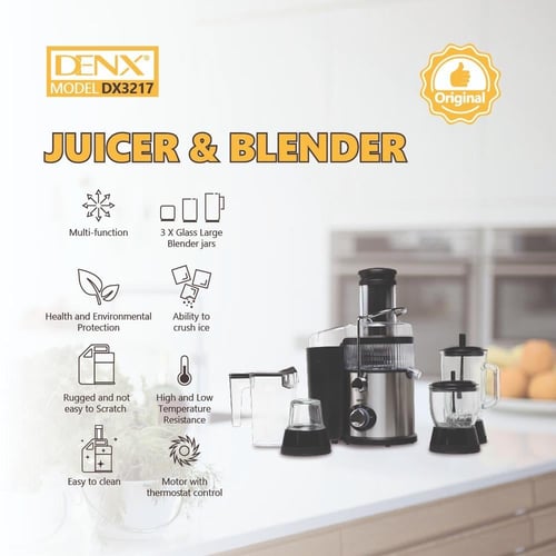 عصارة وخلاط DENX DX3217 (4×1) متعدد الوظائف بقوة 4...