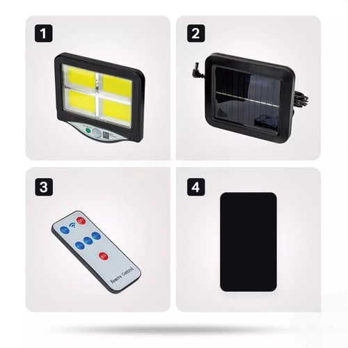 مصباح جداري شمسي BK-128-4COB مع مستشعر حركة 4COB و...