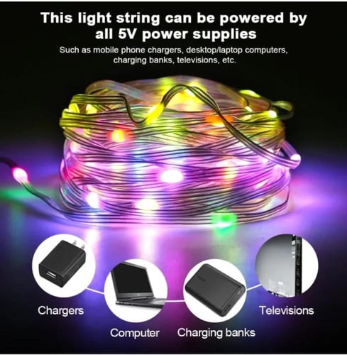 شريط LED RGB بطول 10 أمتار مع وحدة تحكم عن بُعد وت...