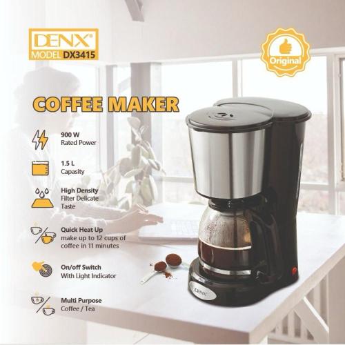 ماكينة قهوة DENX DX3415 بسعة 1.5 لتر وقوة 900 واط،...
