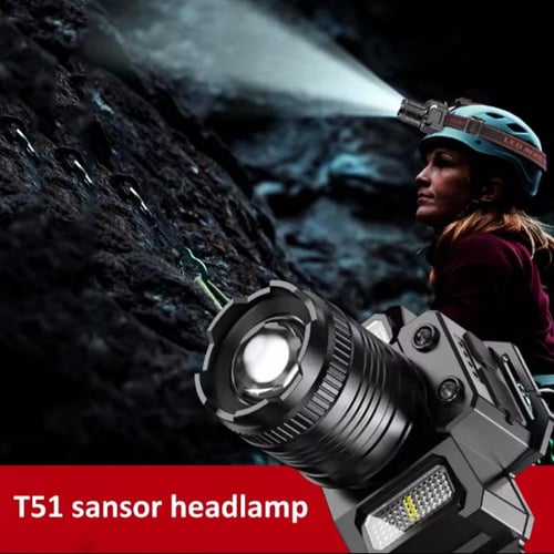 مصباح الرأس الذكي P-T51 بإضاءة LED قوية وشحن USB و...