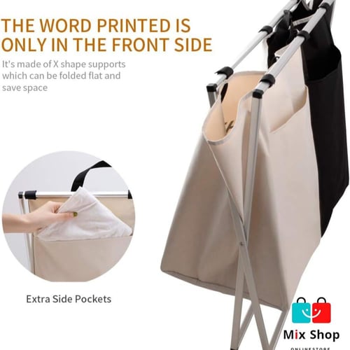 سلة غسيل مقسمه قابلة للطي من قماش أكسفورد