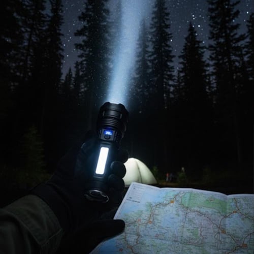 كشاف KJ-6828 LED قابل للشحن فائق السطوع ببطارية تد...