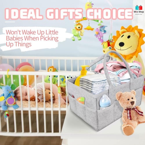 حقيبة تخزين حفاضات الأطفال من اللباد لتخزين الحفاض...