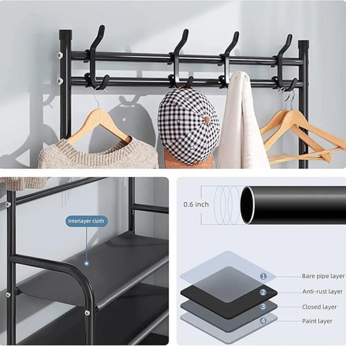 منظم أحذية ومعاطف 5 طبقات من الإستانلس ستيل مع قضب...