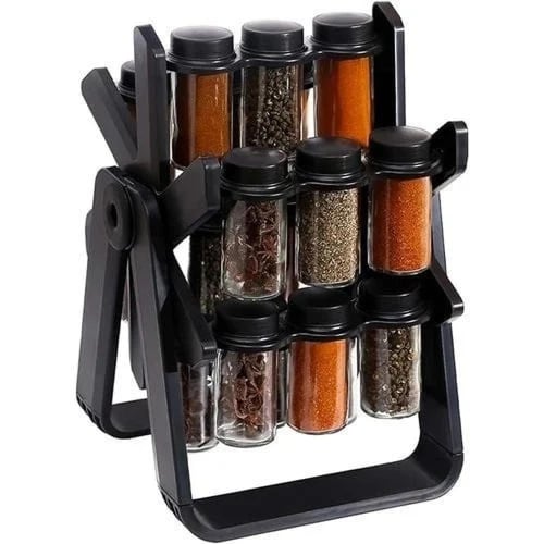 منظم البهارات DX2504 - مجموعة زجاجات توابل عجلة في...