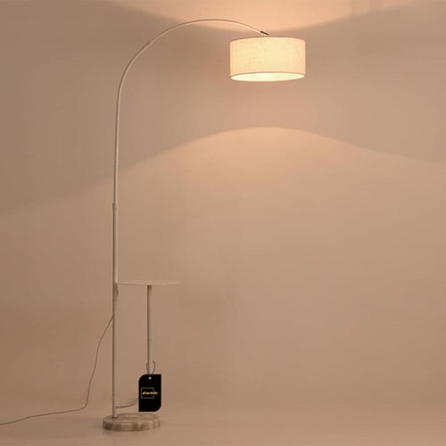 مصباح أرضي مع 3 ألوان إضاءة ورف قابل للتعديل من ال...
