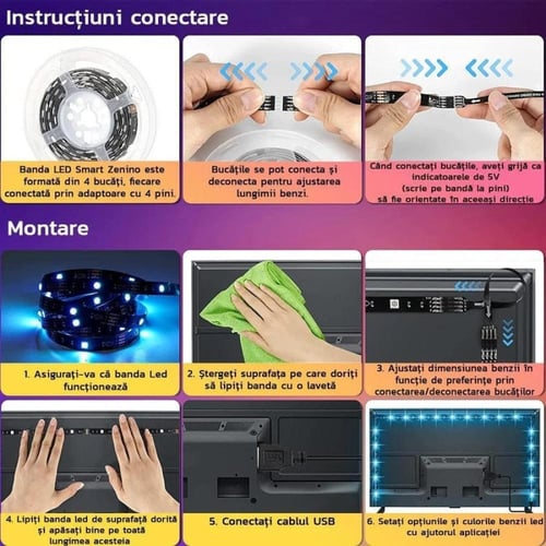 شريط LED RGB بطول 10 أمتار مع وحدة تحكم عن بُعد وت...