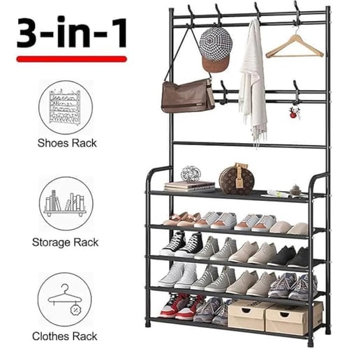 منظم أحذية ومعاطف 5 طبقات من الإستانلس ستيل مع قضب...