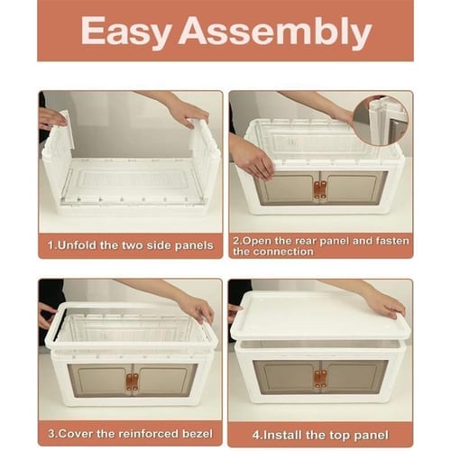 صندوق تخزين بلاستيكي قابل للطي 5 طبقات مع عجلات وأ...