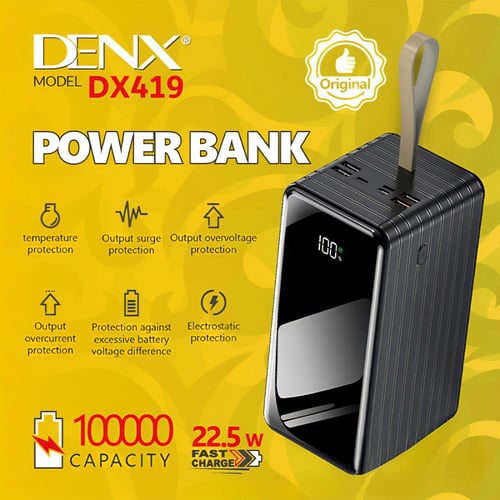 باور بانك DENX DX419 بسعة 100,000mAh وشحن سريع 22....